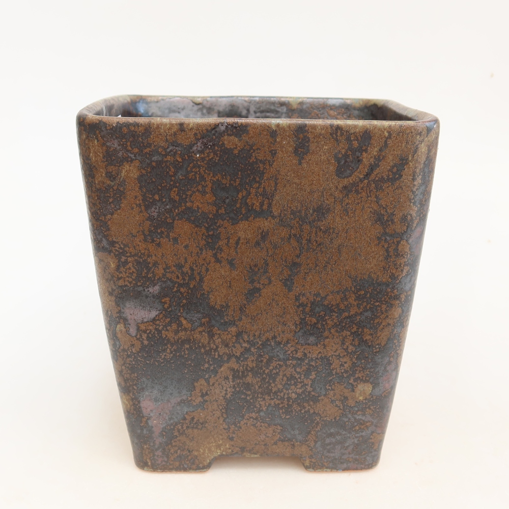 Keramická bonsai miska 14 x 14 x 15 cm, barva hnědá