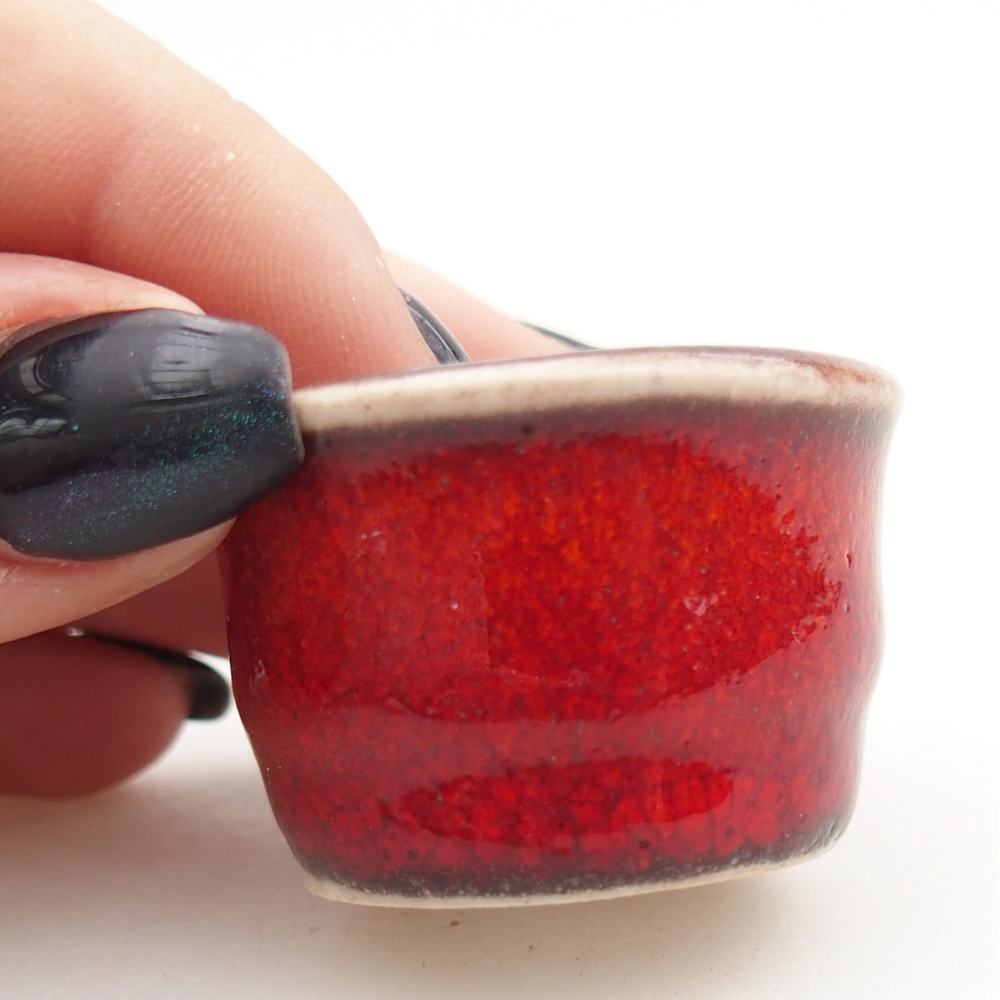 Mini bonsai miska 3,5 x 3,5 x 2,5 cm, barva červená