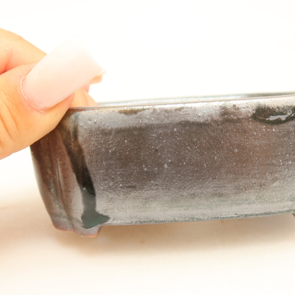 Keramická bonsai miska 10,5 x 8 x 4 cm, barva kovová