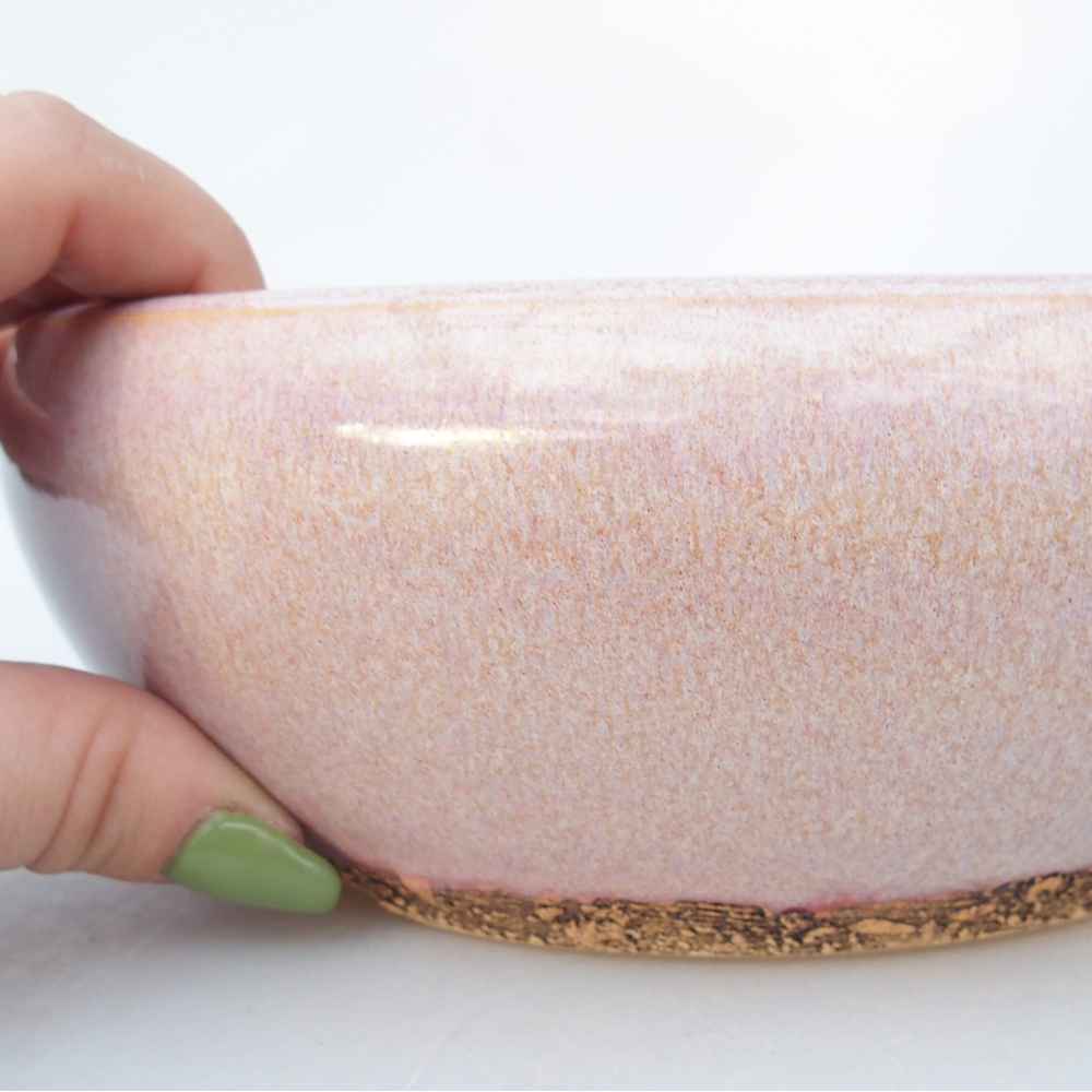 Keramická bonsai miska 18,5 x 18,5 x 6,5 cm, barva růžová