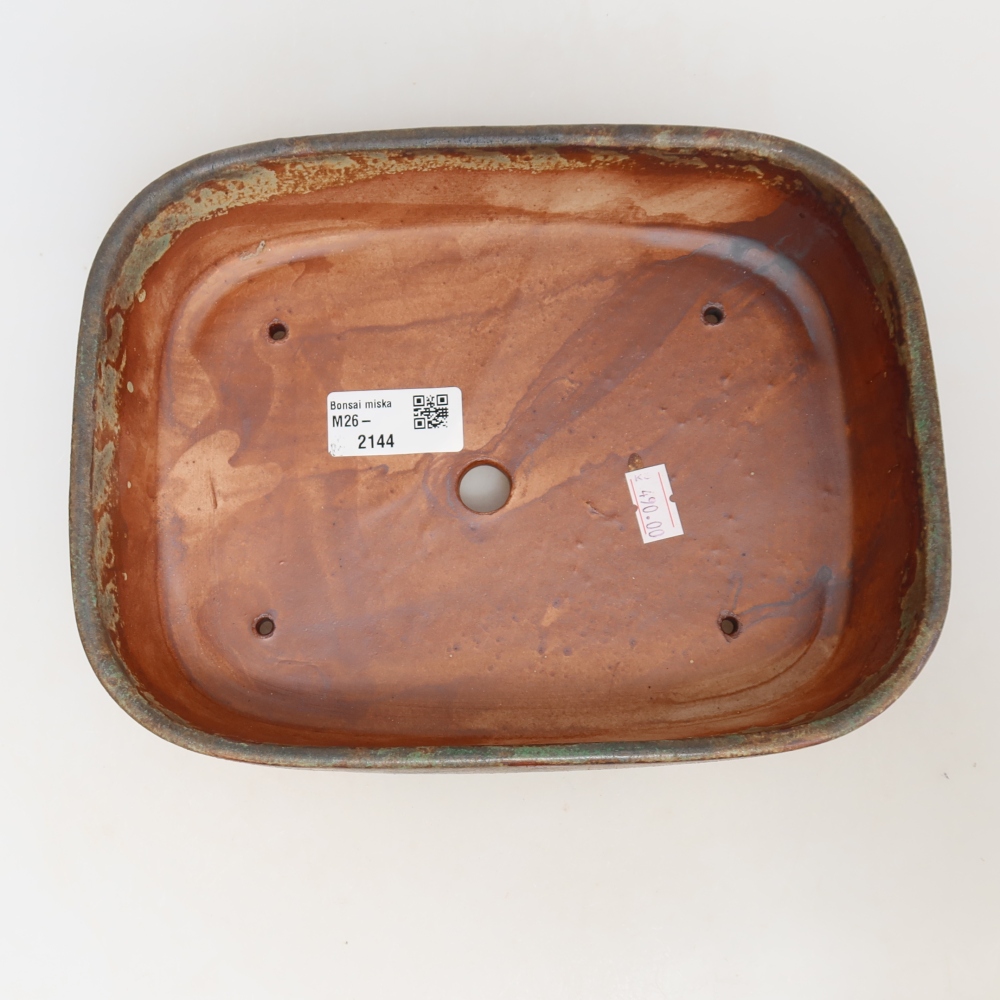 Keramická bonsai miska 23 x 18 x 5,5 cm, barva hnědozelená