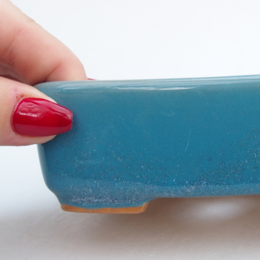 Keramická bonsai miska 12 x 10 x 4 cm, barva modrá