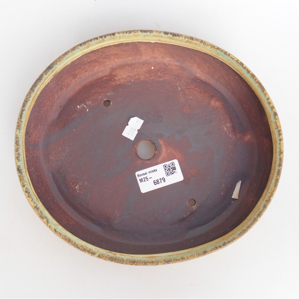 Keramická bonsai miska 22,5 x 20 x 4,5 cm, barva zelená