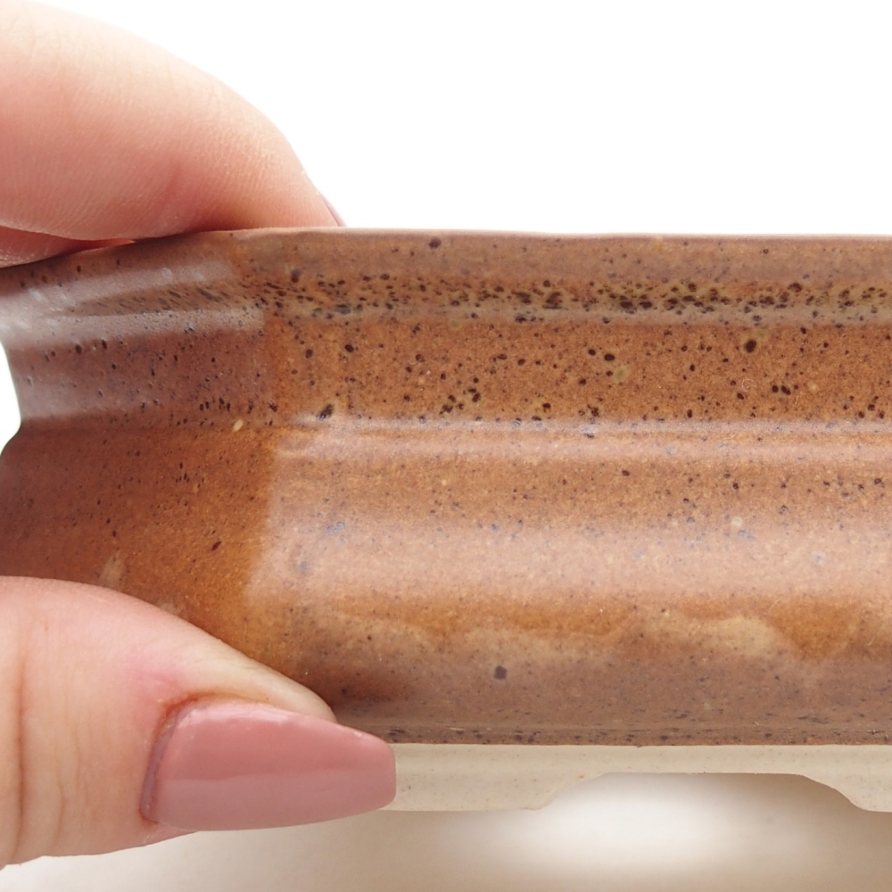 Keramická bonsai miska 13,5 x 13,5 x 4,5 cm, barva hnědá