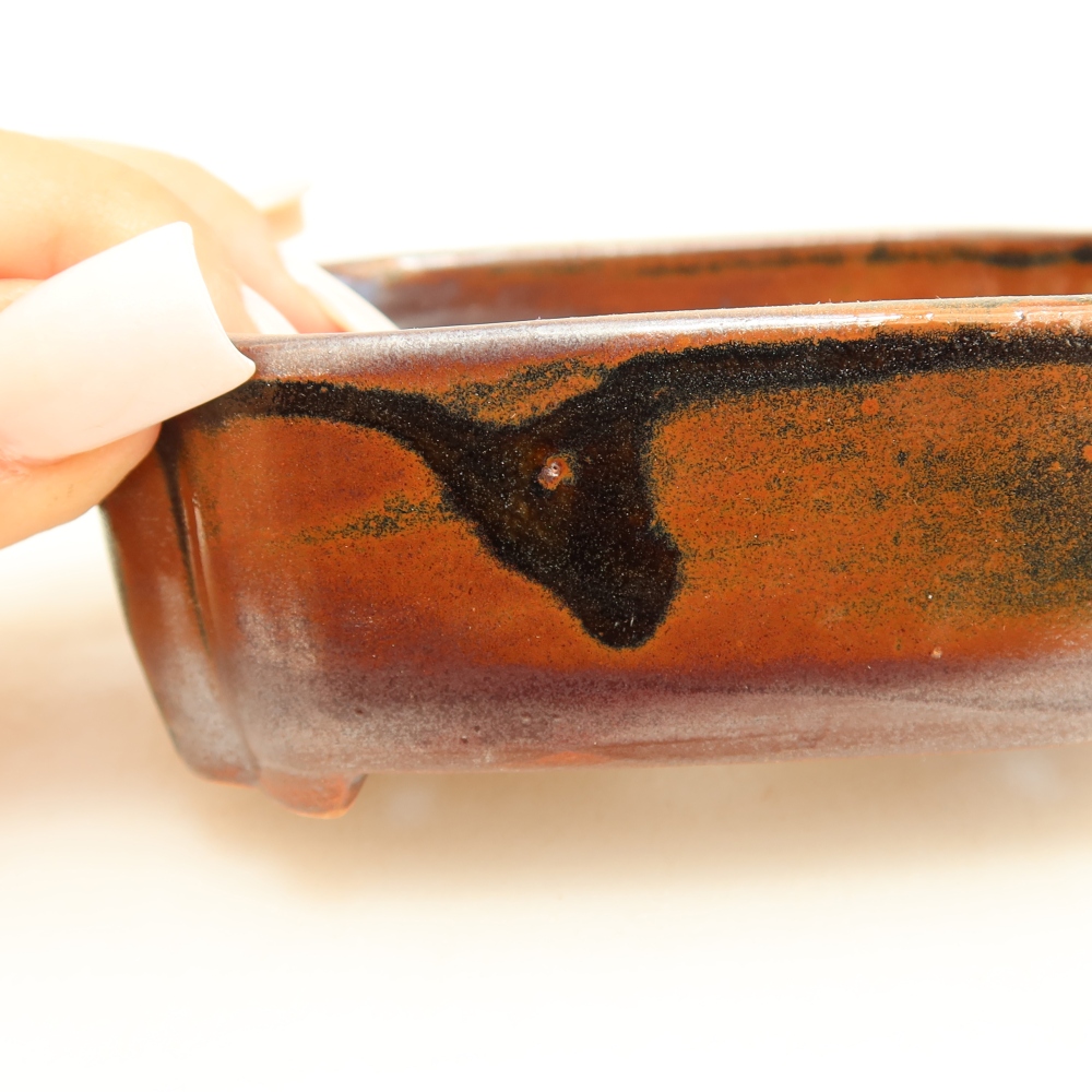 Keramická bonsai miska 10,5 x 8 x 4 cm, barva hnědá
