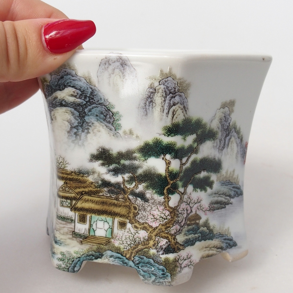 Keramická bonsai miska 10,5 x 9,5 x 9 cm, barva bílá
