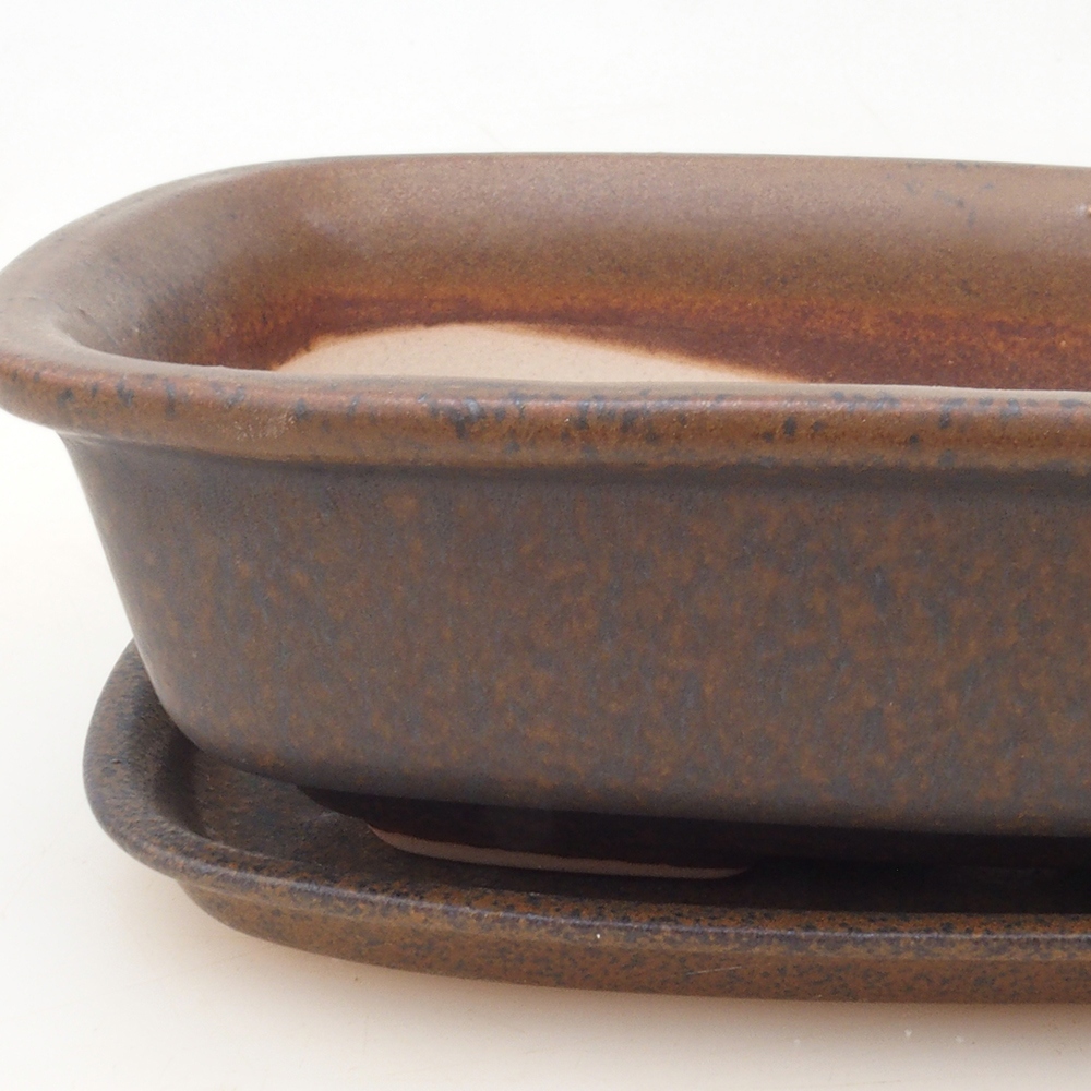 Bonsai miska + podmiska H02 - hnědá