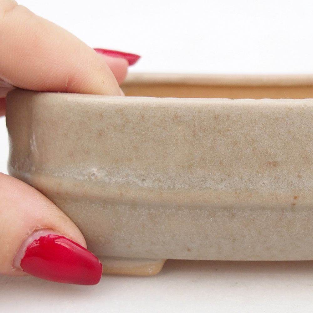 Keramická bonsai miska 12 x 10,5 x 4 cm, barva béžová