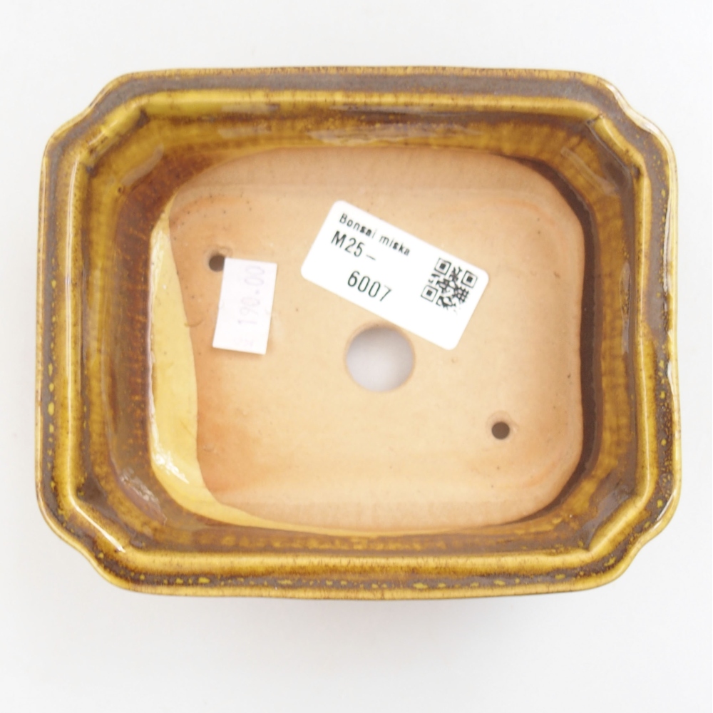 Keramická bonsai miska 13 x 10,5 x 4 cm, barva žlutá