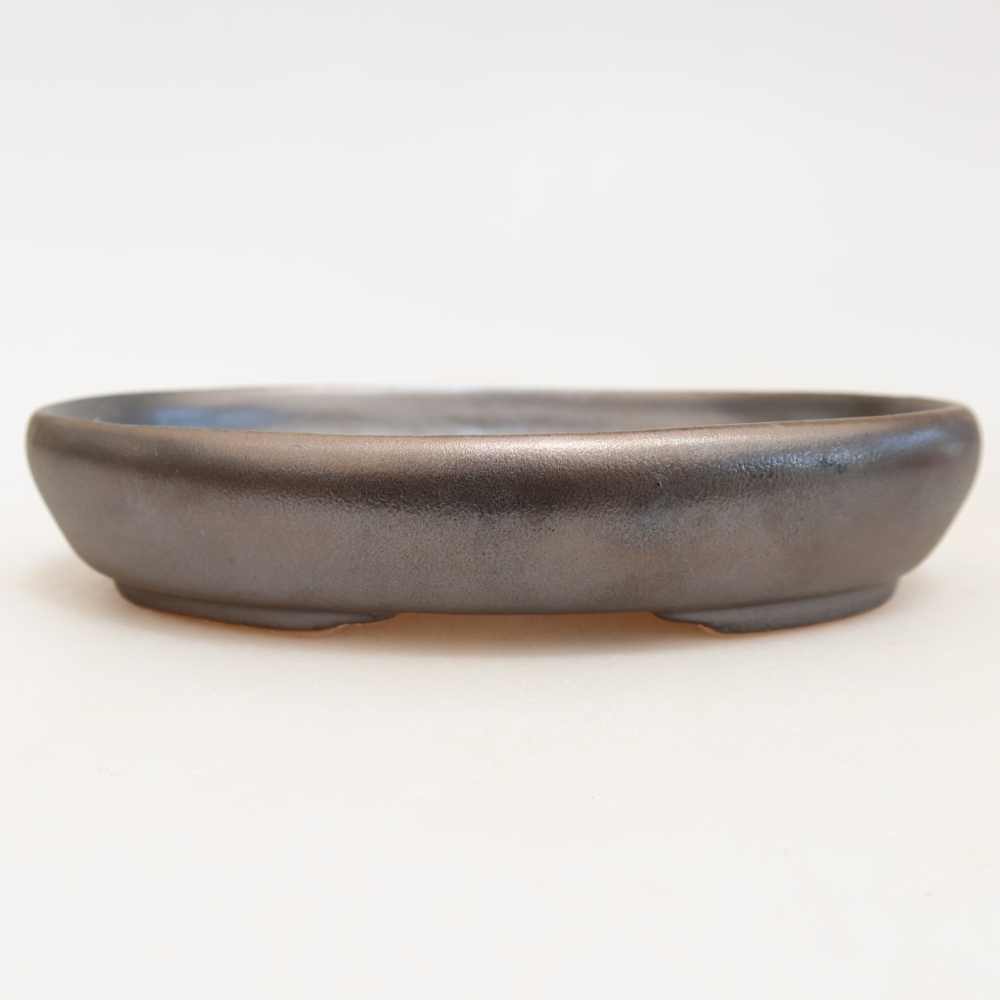 Keramická bonsai miska 13 x 9,5 x 2,5 cm, barva kovová
