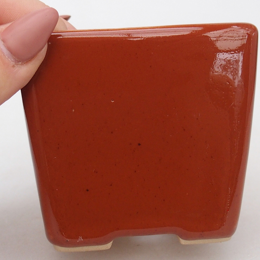 Keramická bonsai miska 7,5 x 7,5  x 7 cm, barva hnědá