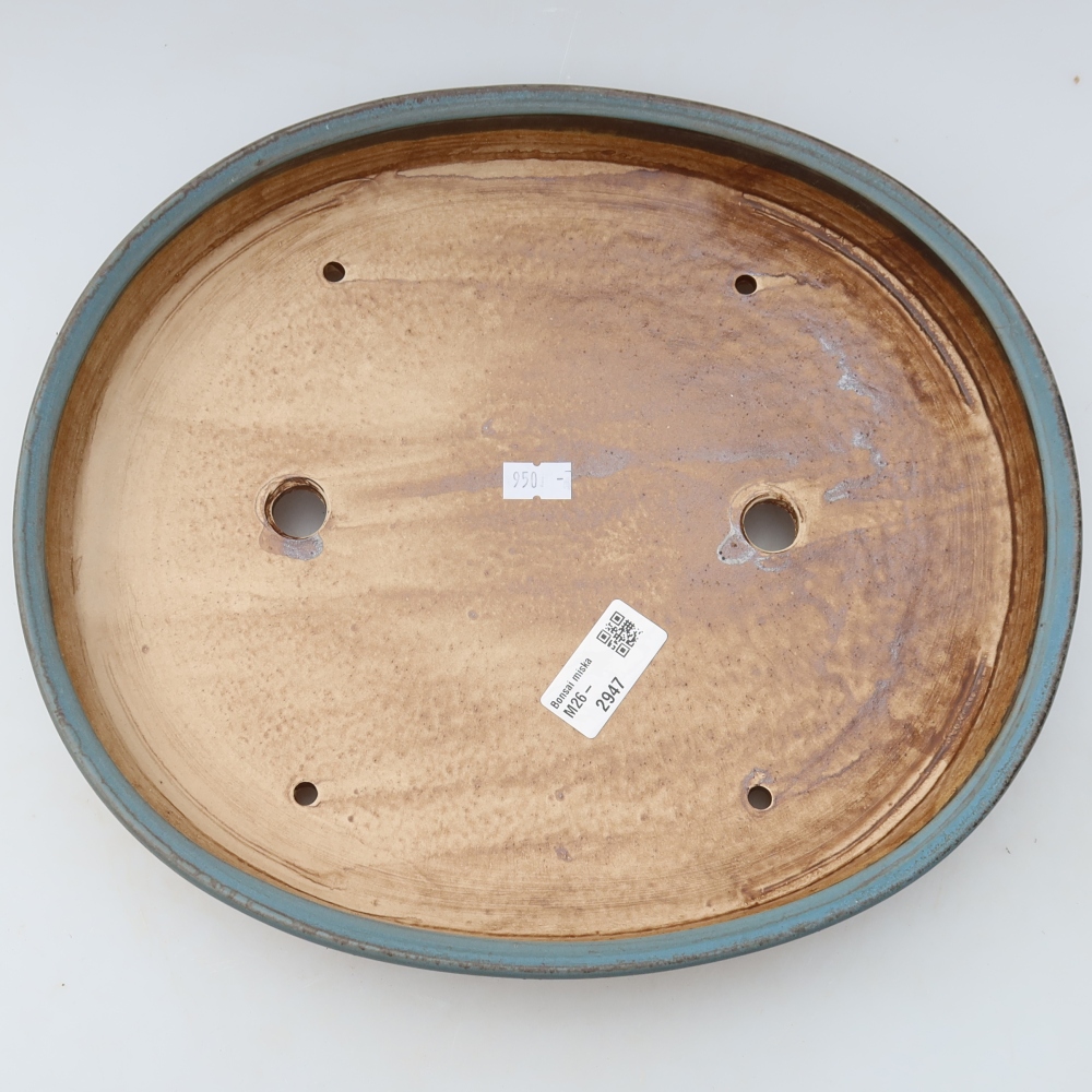 Keramická bonsai miska 31 x 27 x 4,5 cm, barva modrá