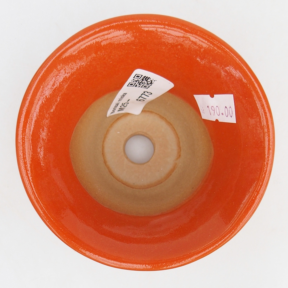 Keramická bonsai miska 10,5 x 10,5  x 7 cm, barva oranžová