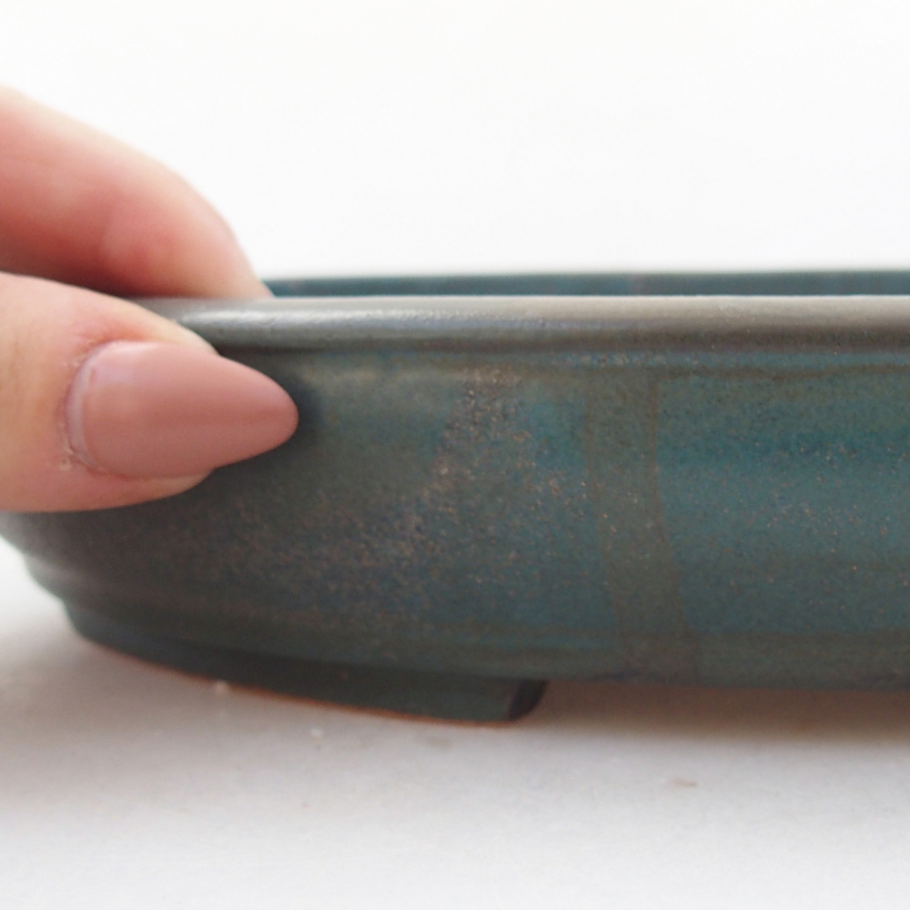 Keramická bonsai miska 24 x 19,5 x 4 cm, barva modrá