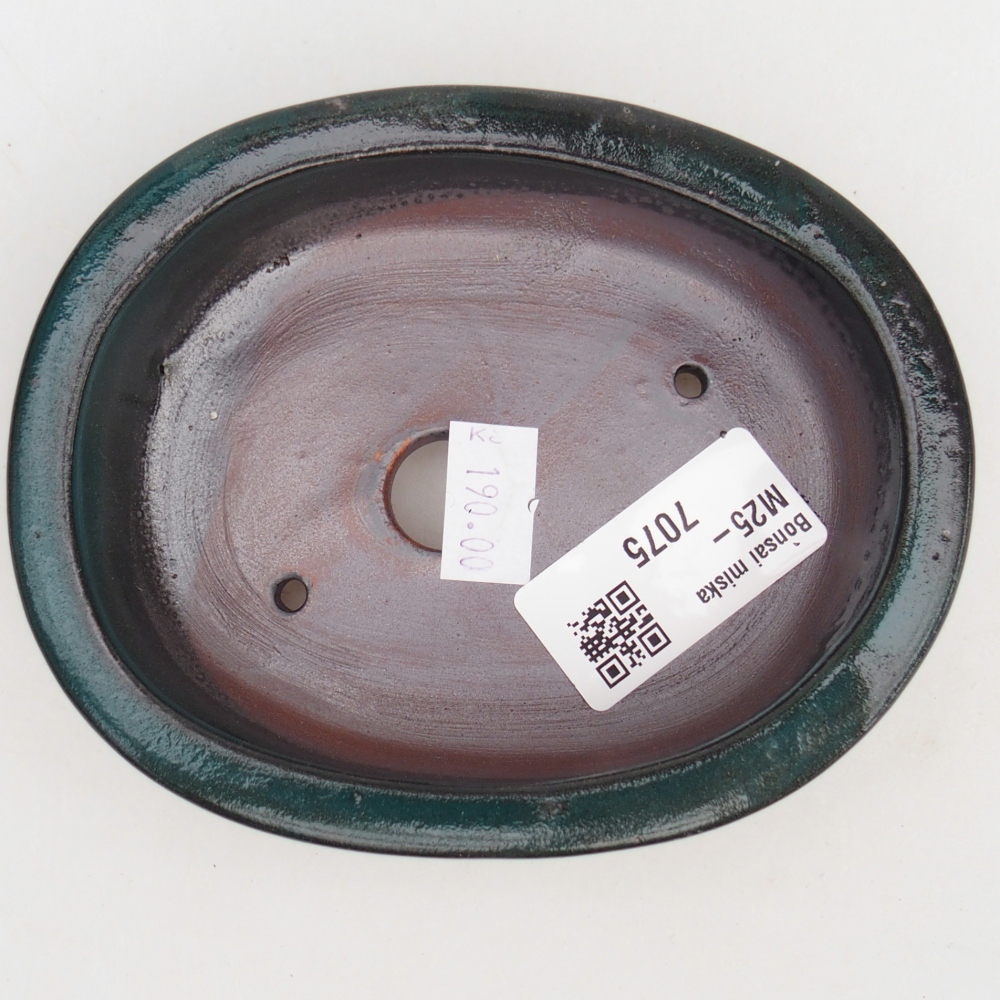 Keramická bonsai miska 12 x 9,5 x 3,5 cm, barva zelená