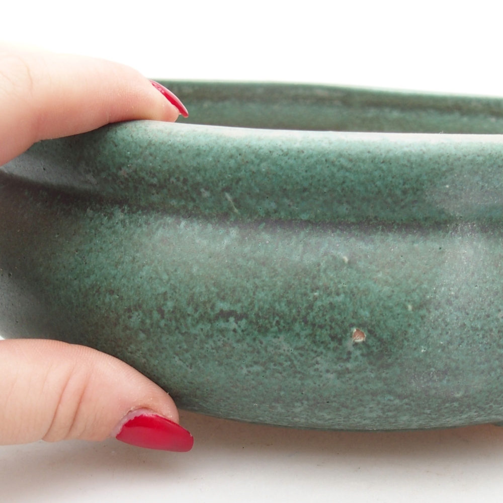 Keramická bonsai miska 24 x 24 x 8 cm, barva zelená