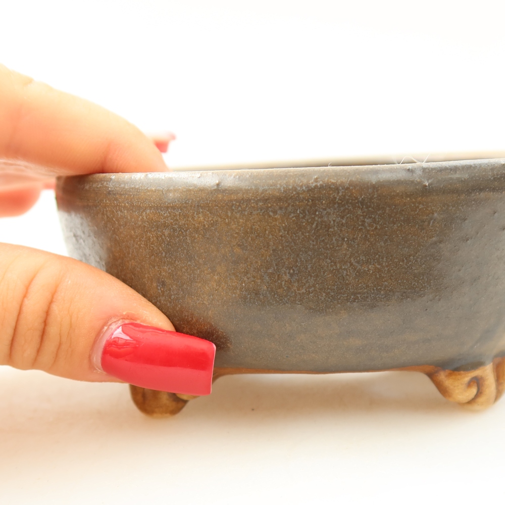 Keramická bonsai miska 10,5 x 10,5 x 4 cm, barva hnědá