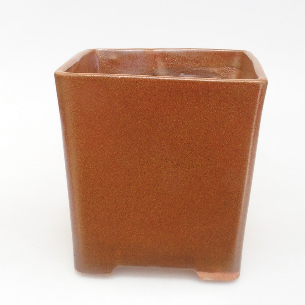 Keramická bonsai miska 13 x 13 x 13,5 cm, barva hnědá