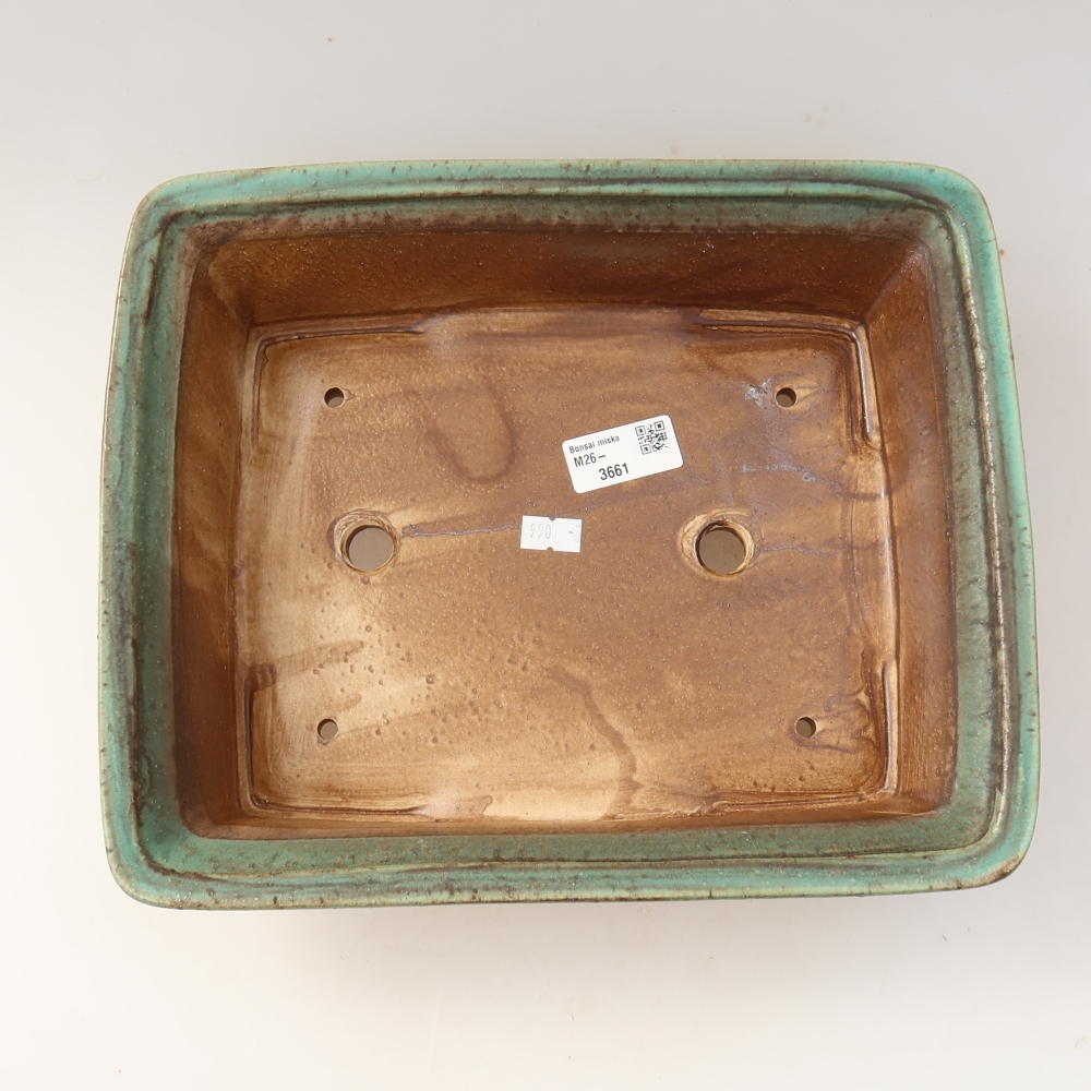 Keramická bonsai miska 29,5 x 24,5 x 8 cm, barva zelená