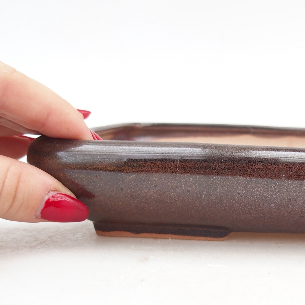 Keramická bonsai miska 24 x 17,5 x 4 cm, barva hnědá