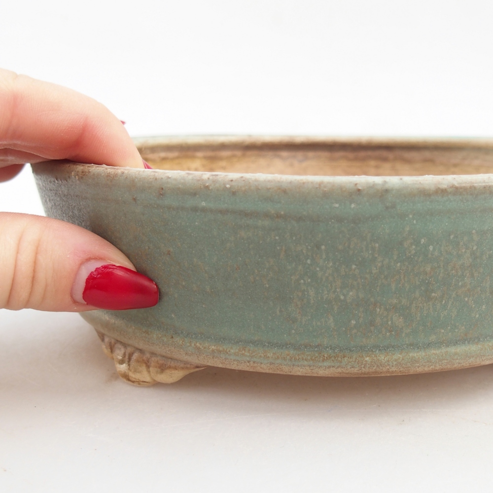 Keramická bonsai miska 18 x 18 x 5 cm, barva zelená