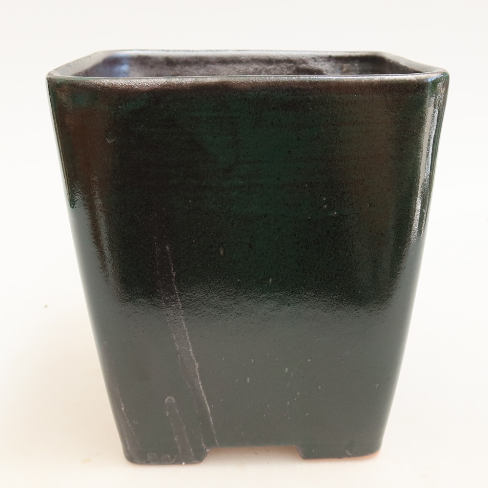 Keramická bonsai miska 13,5 x 13,5 x 15 cm, barva zelená