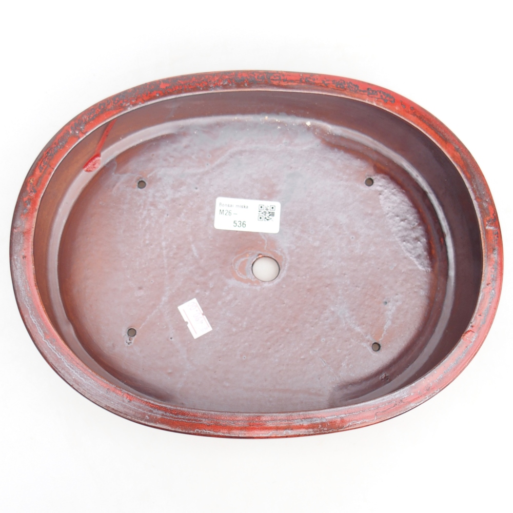 Keramická bonsai miska 27 x 21 x 5 cm, barva červená