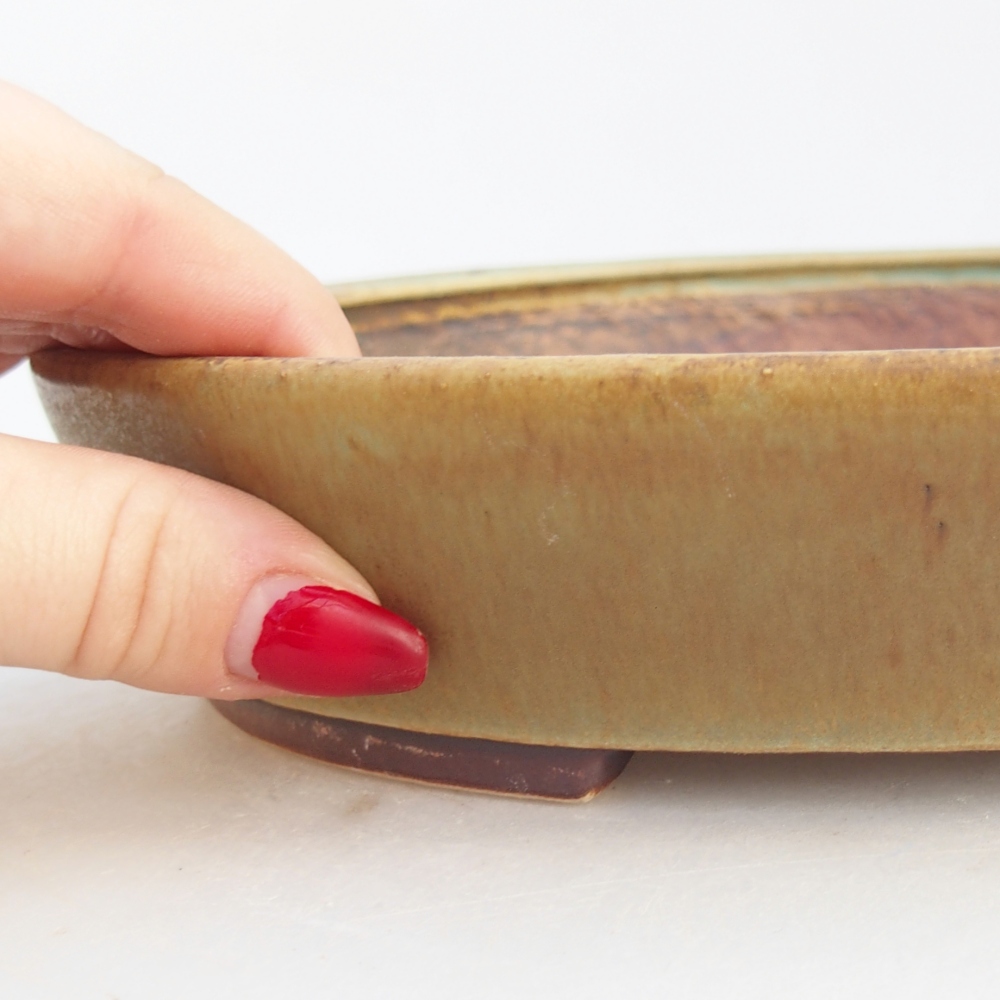 Keramická bonsai miska 23 x 20 x 4,5 cm, barva zelená