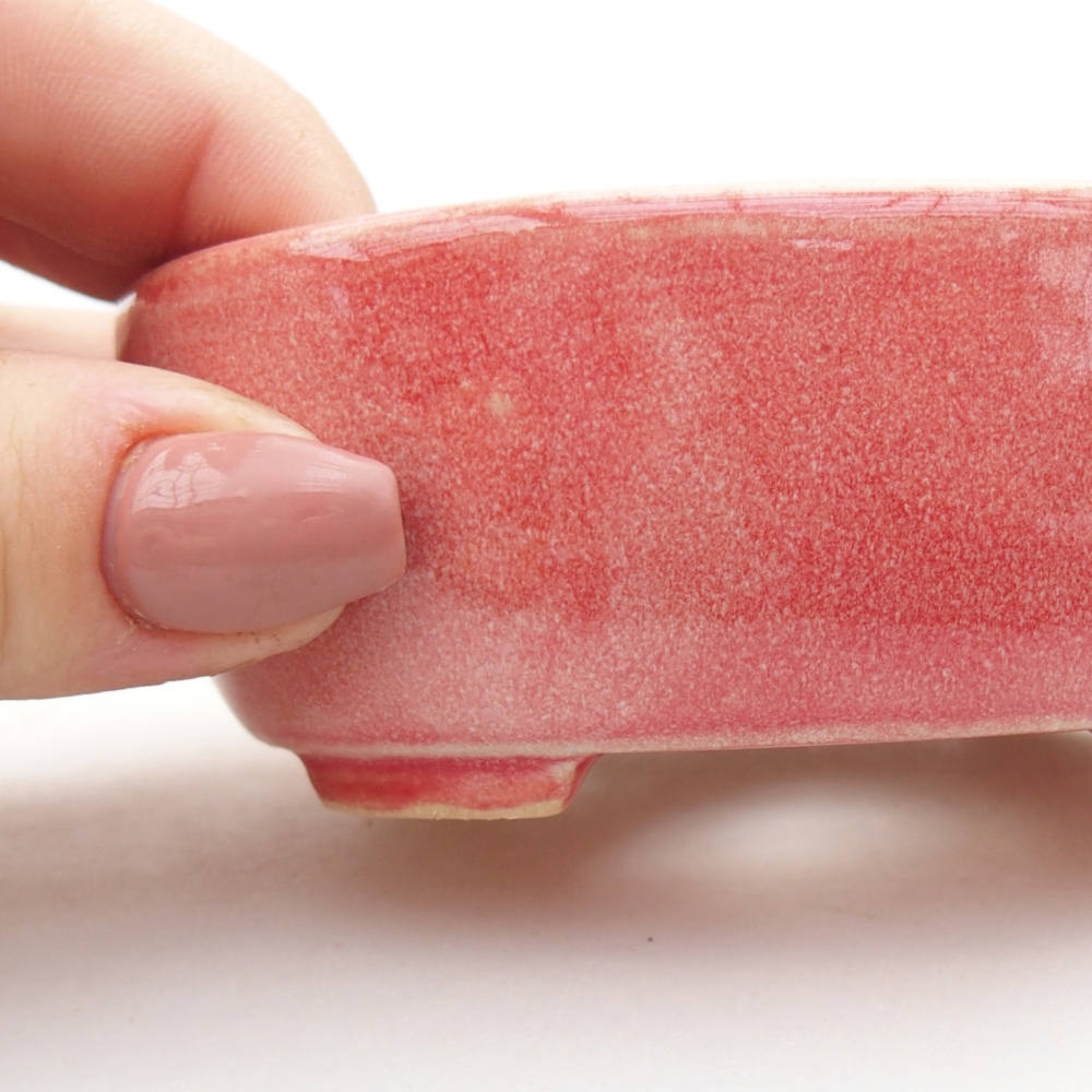 Keramická bonsai miska 9 x 7,5 x 3,5 cm, barva červená