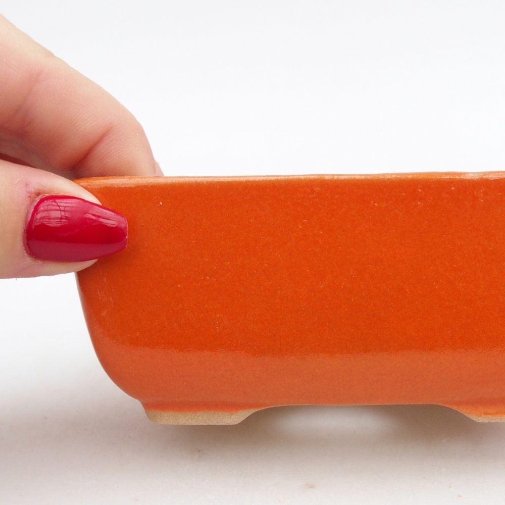 Keramická bonsai miska 10,5 x 7,5 x 4,5 cm, barva oranžová