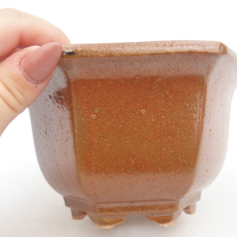 Keramická bonsai miska 13 x 11,5  x 8 cm, barva hnědá