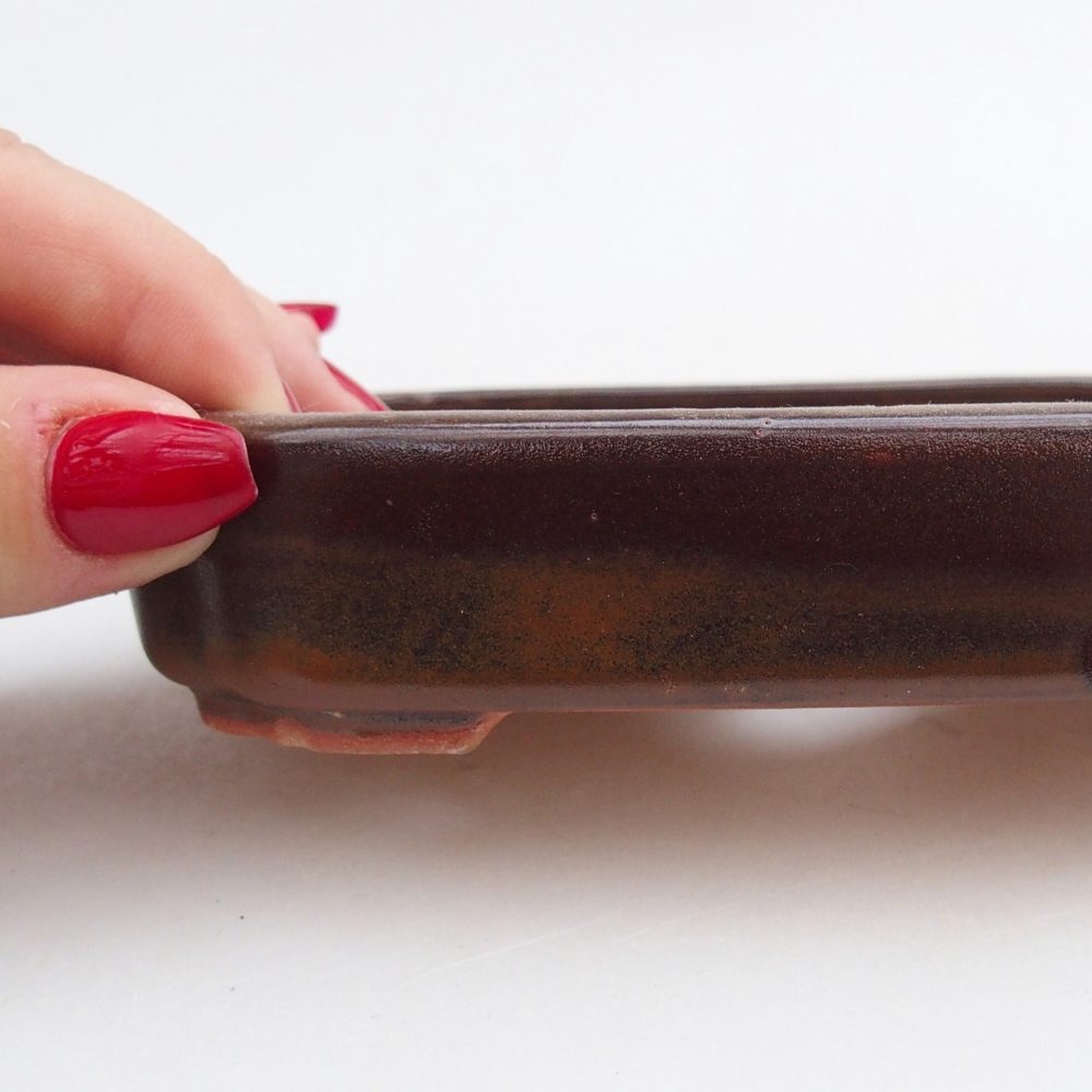 Keramická bonsai miska 13 x 9 x 3 cm, barva hnědá