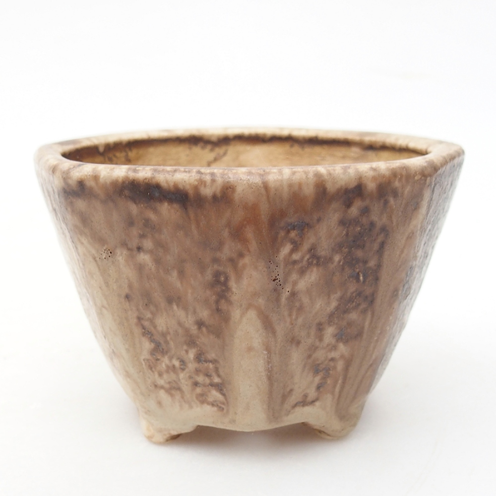 Keramická bonsai miska 8,5 x 8,5 x 6 cm, barva béžová