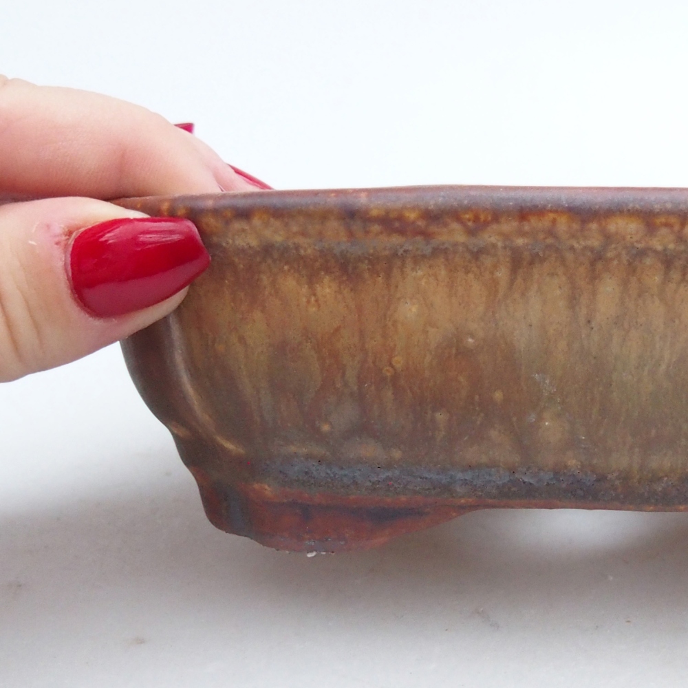 Keramická bonsai miska 16 x 12 x 5 cm, barva zelená