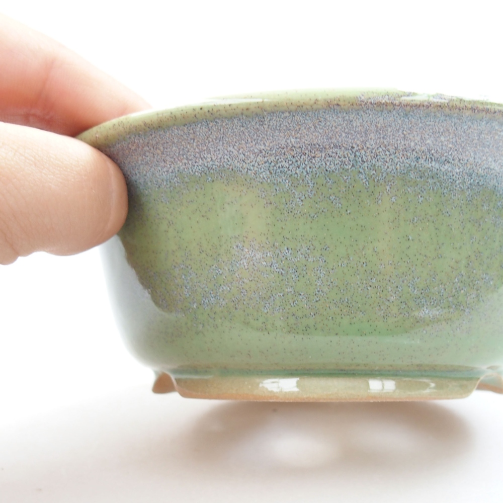Keramická bonsai miska 12,5 x 12,5 x 5 cm, barva zelená