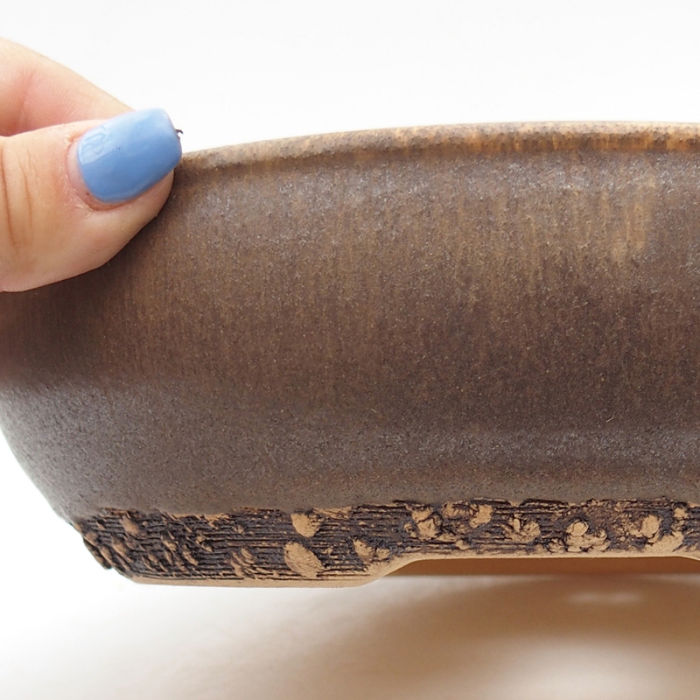 Keramická bonsai miska 21 x 21 x 6 cm, barva hnědá