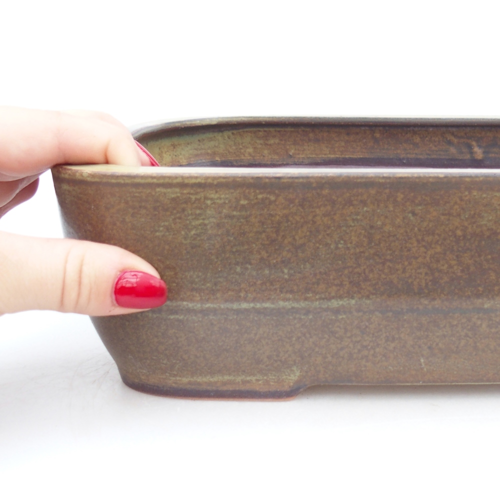 Keramická bonsai miska 28 x 20,5 x 7,5 cm, barva zelená