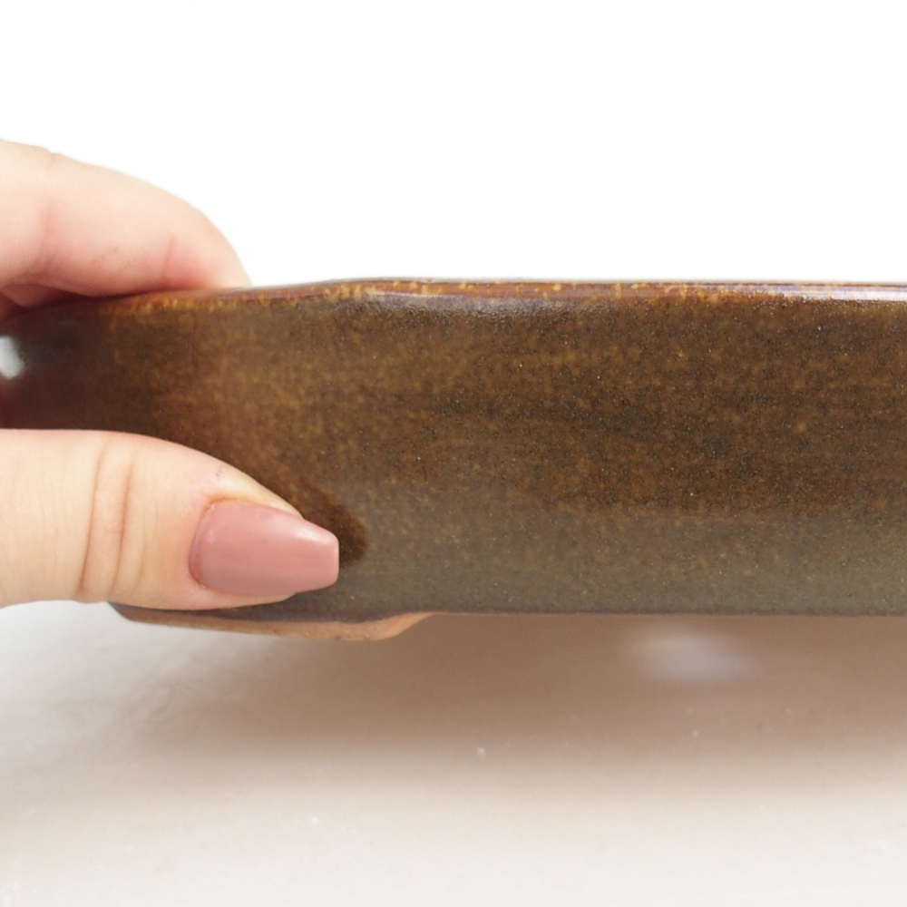 Keramická bonsai miska 22 x 17 x 4 cm, barva hnědá