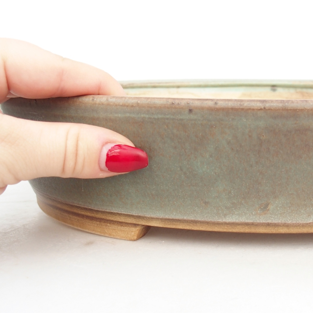 Keramická bonsai miska 28,5 x 25 x 6 cm, barva zelená