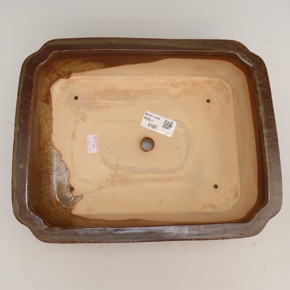 Keramická bonsai miska 27,5 x 21,5 x 7 cm, barva hnědá