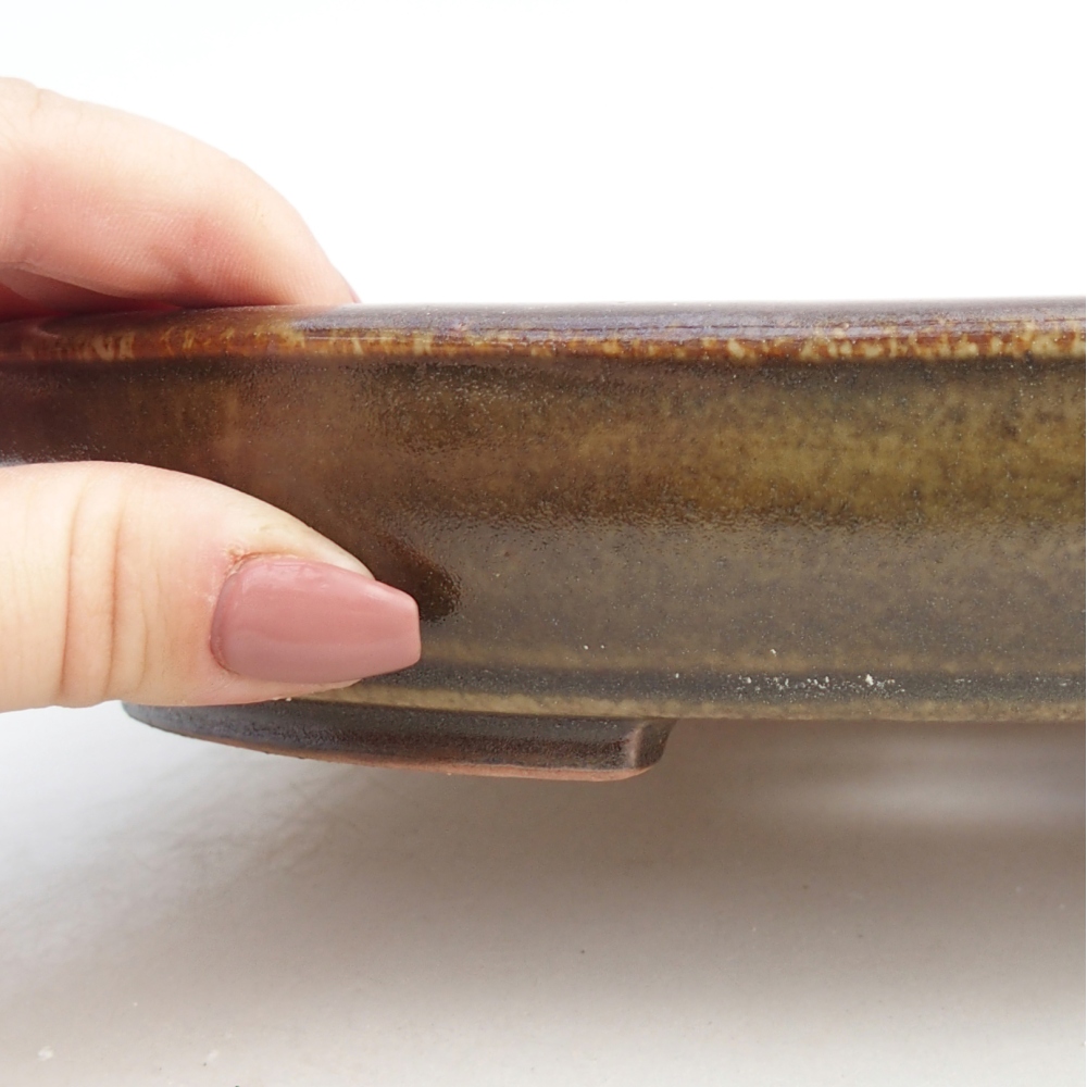 Keramická bonsai miska 24,5 x 20 x 4 cm, barva hnědá