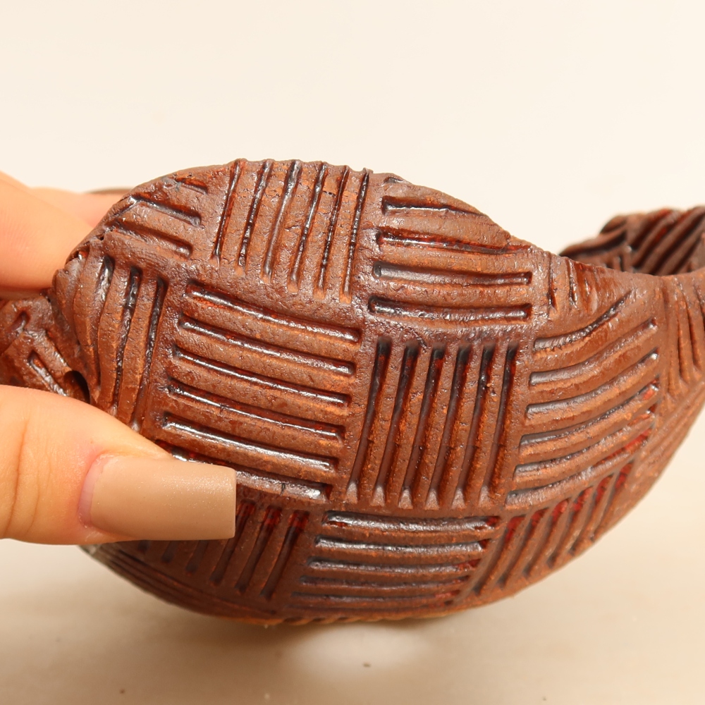 Keramická Skořápka na Kokedamu 13,5 x 13 x 7,5 cm , barva hnědá