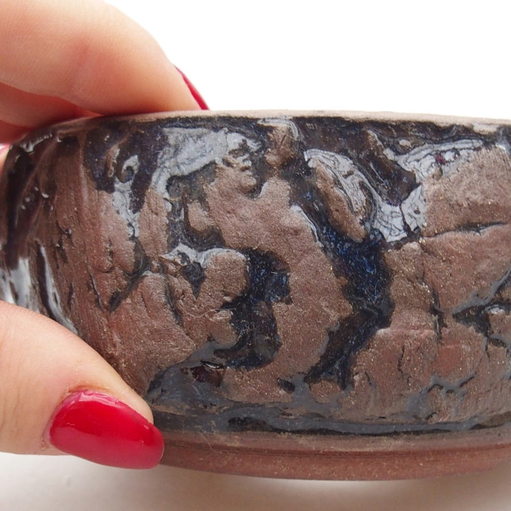 Keramická bonsai miska 10,5 x 10,5 x 5 cm, barva hnědá