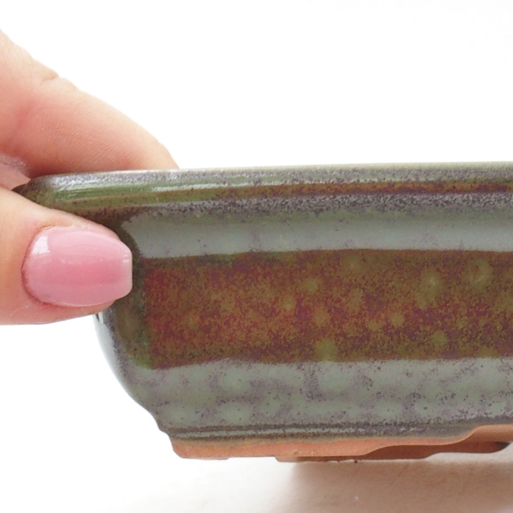 Keramická bonsai miska 17,5 x 13 x 4 cm, barva zelená