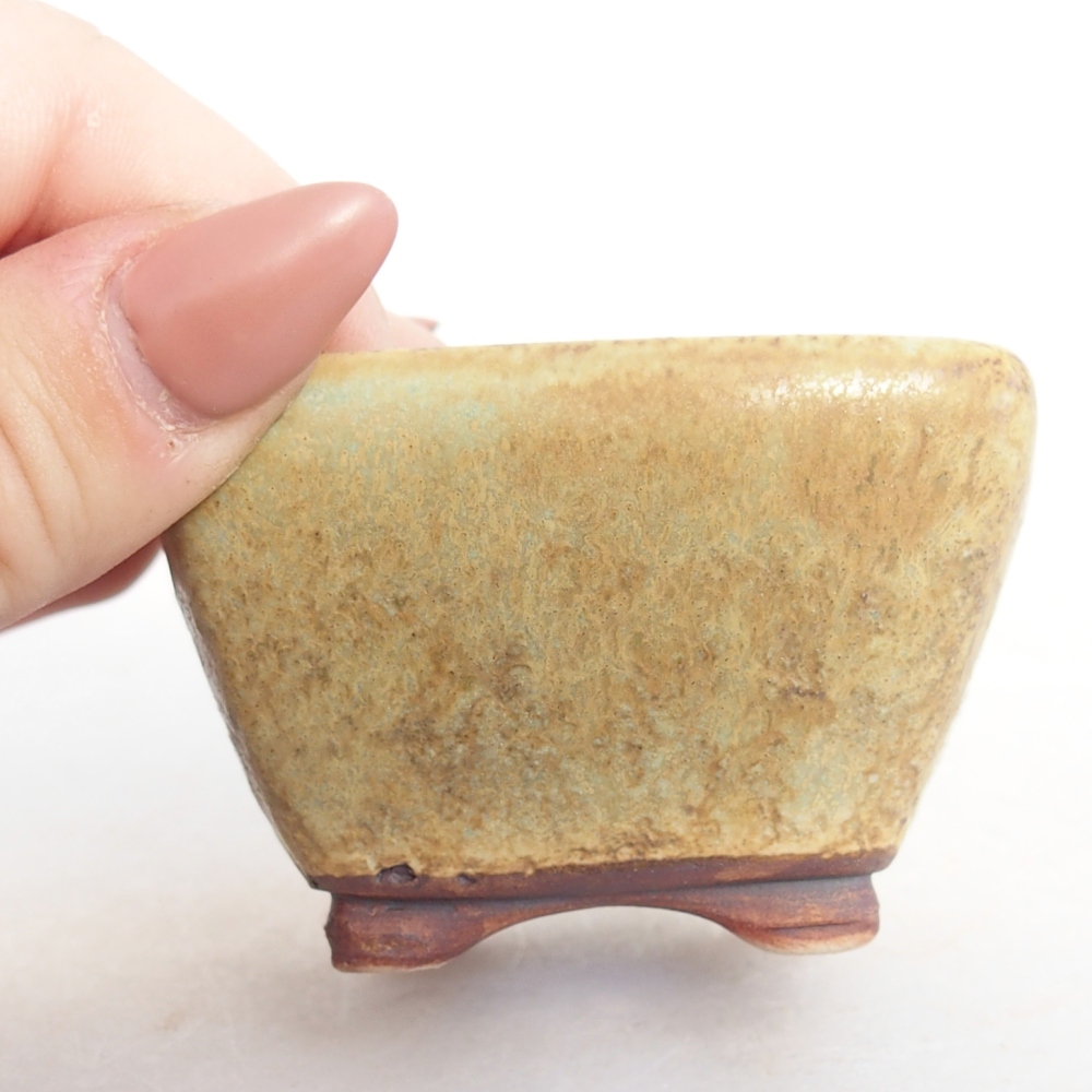 Keramická bonsai miska 6 x 6 x 4 cm, barva zelená