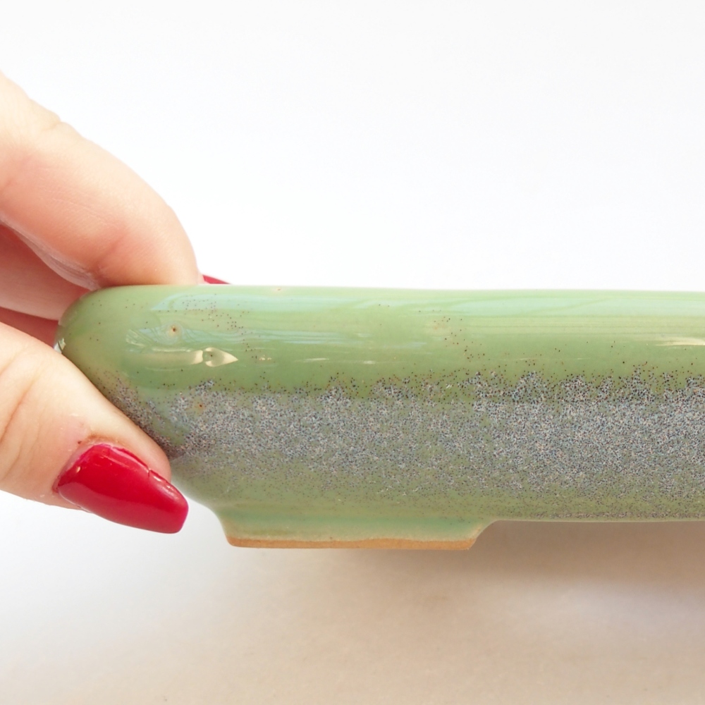 Keramická bonsai miska 16,5 x 13,5 x 3,5 cm, barva zelená