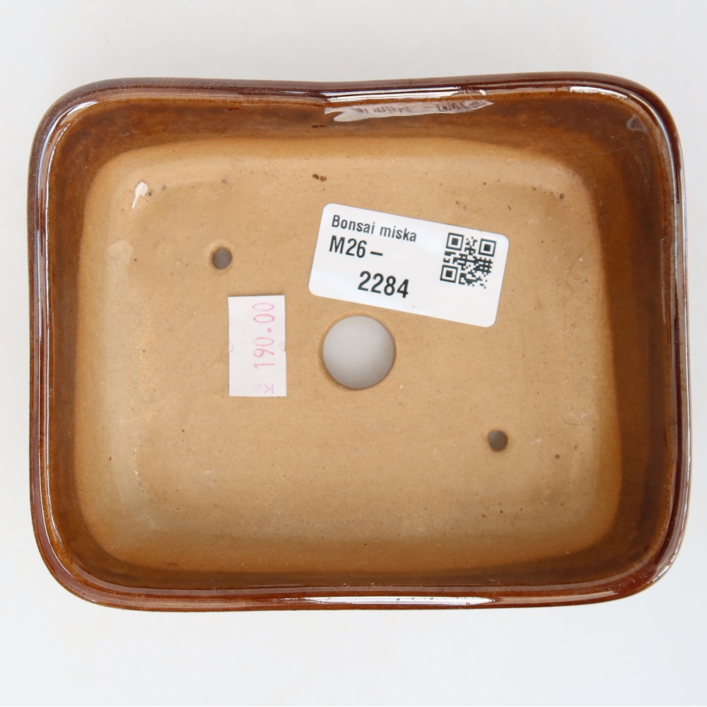 Keramická bonsai miska 12,5 x 9,5 x 4 cm, barva hnědá