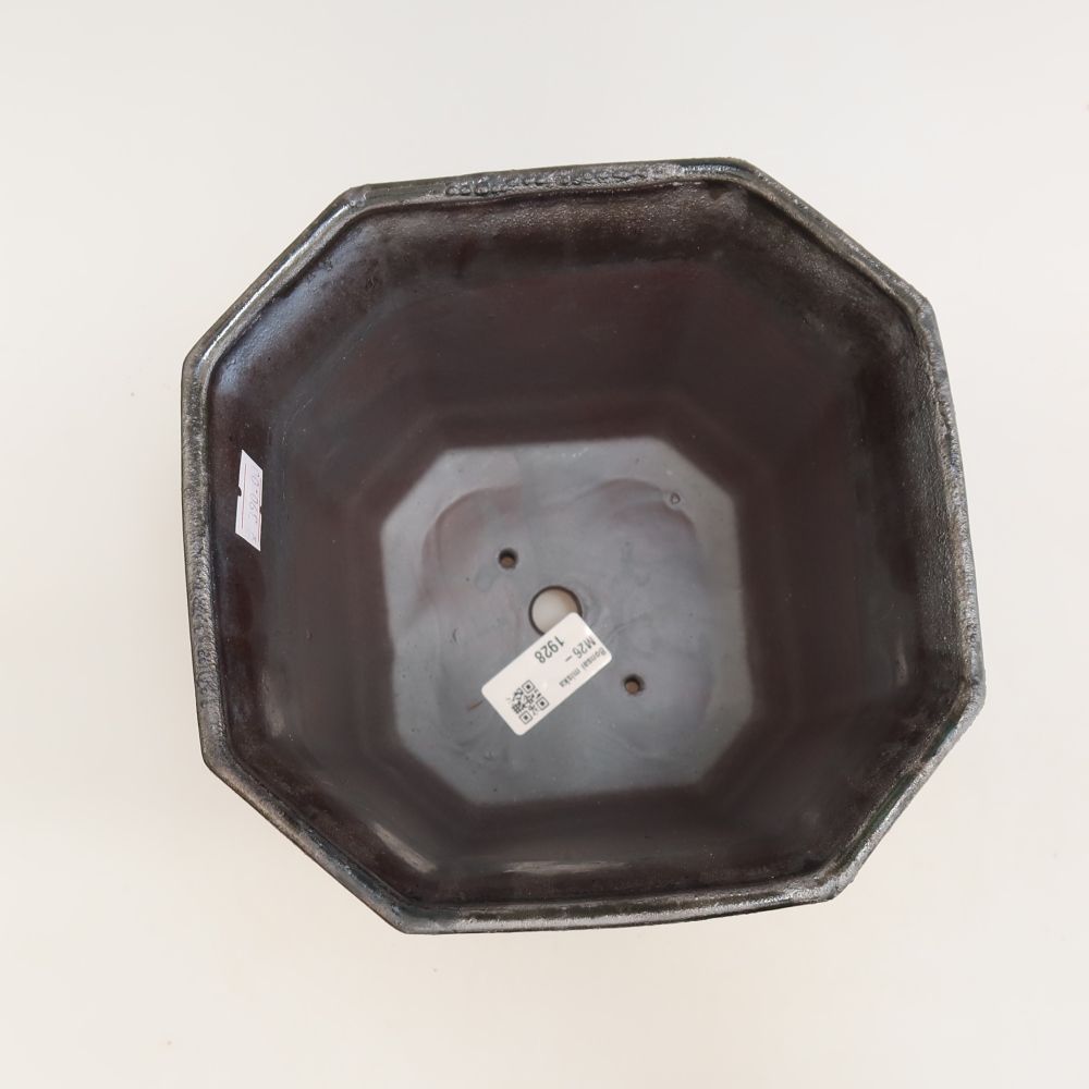Keramická bonsai miska 17,5 x 17,5 x 15,5 cm, barva kovová