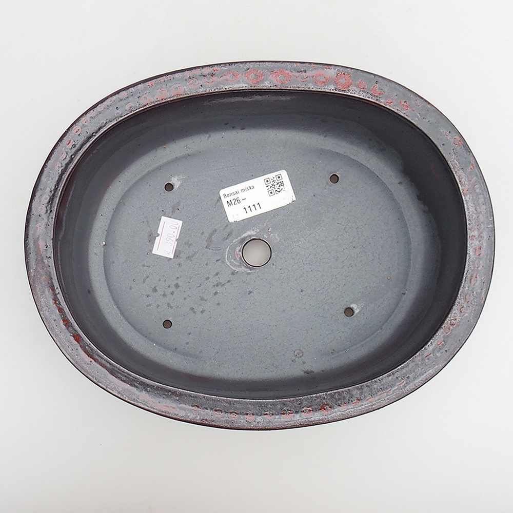 Keramická bonsai miska 23 x 19 x 7 cm, barva červenočerná