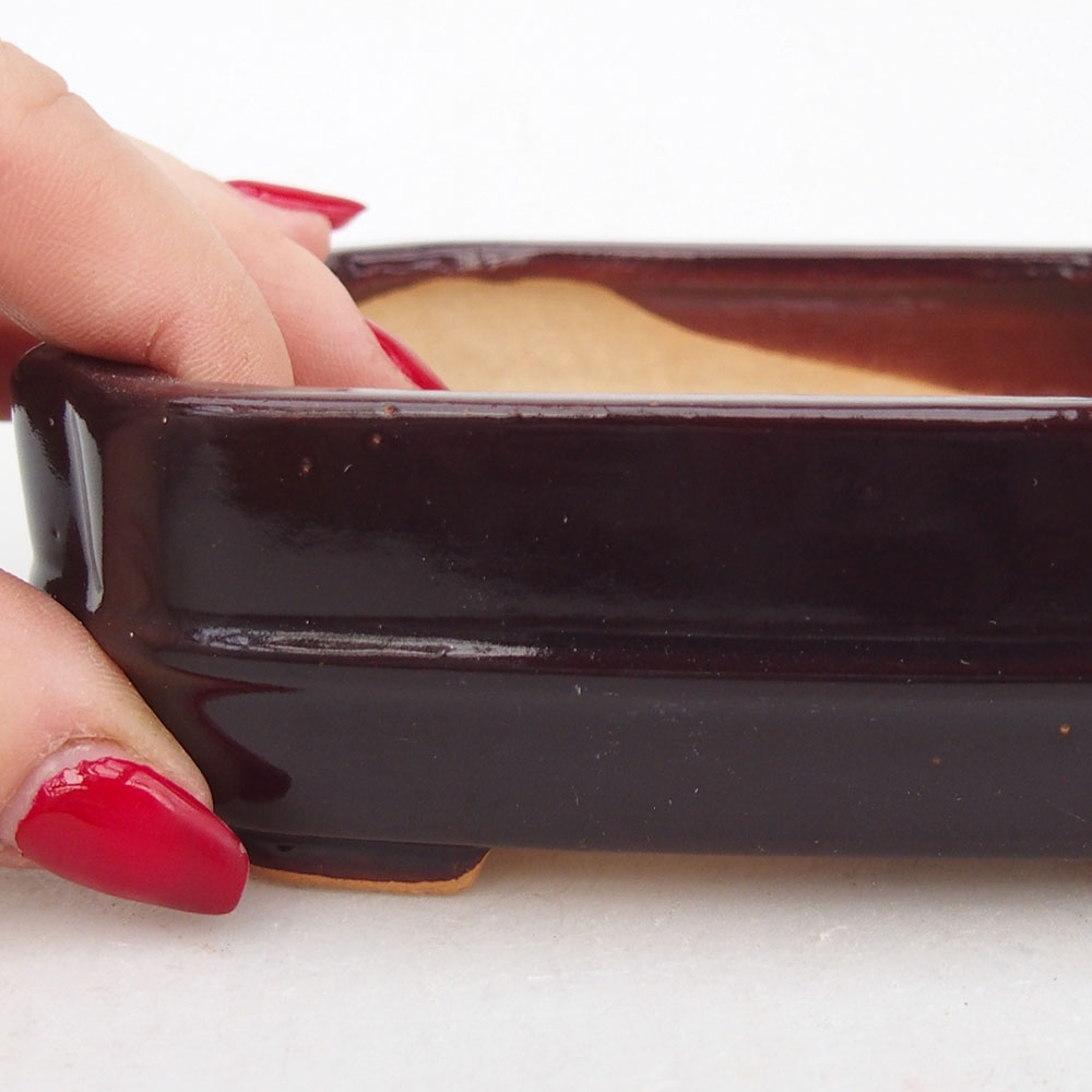 Keramická bonsai miska 12 x 10,5 x 4 cm, barva hnědá